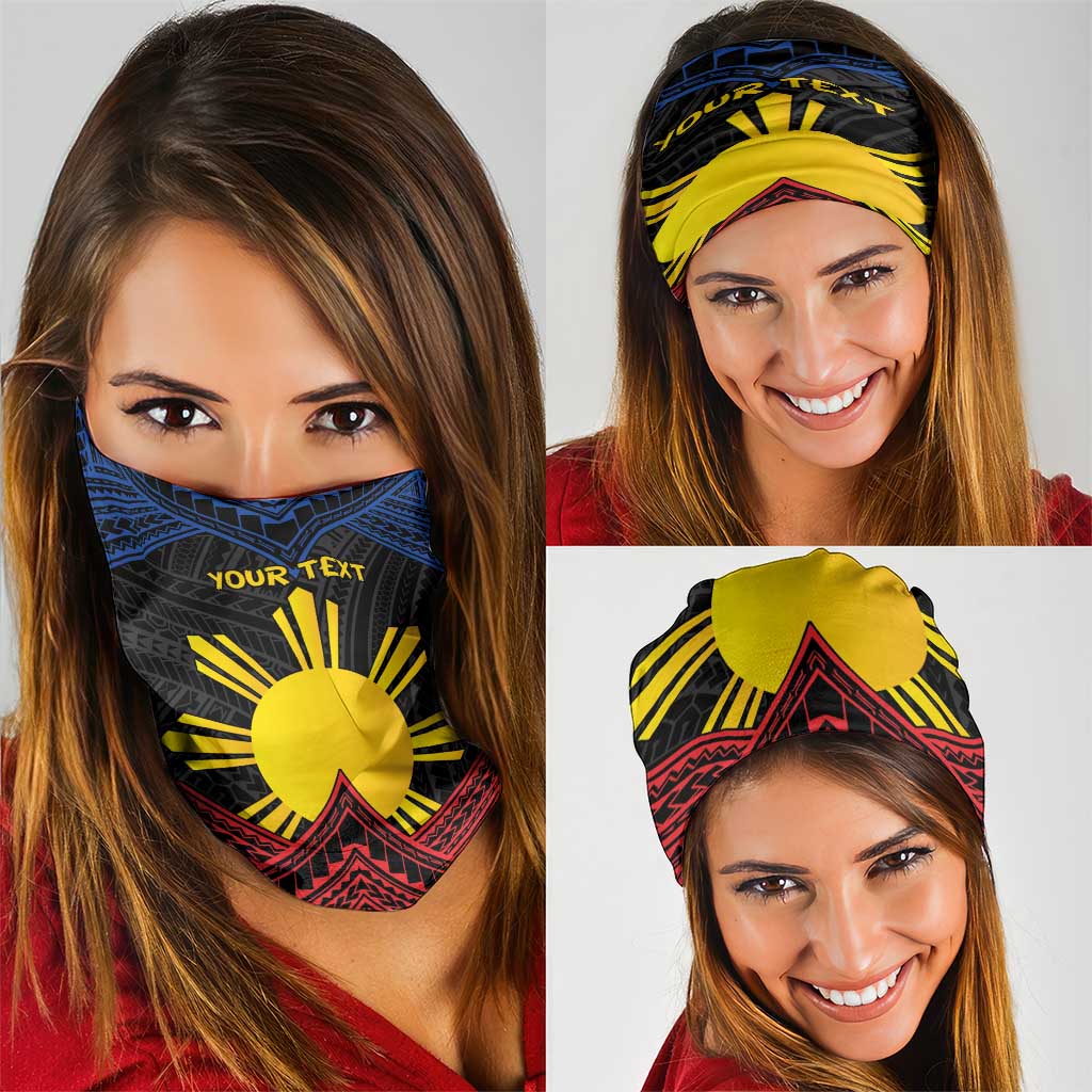 Personalized Philippines Neck Gaiter Polynesian Tribal Tattoo with Filipino Flag Motif - Polynesian Pride
