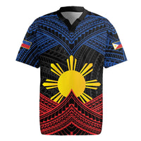 Personalized Philippines Rugby Jersey Polynesian Tribal Tattoo with Filipino Flag Motif
