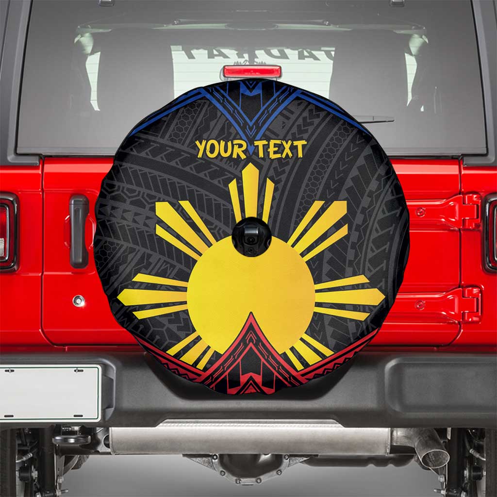 Personalized Philippines Spare Tire Cover Polynesian Tribal Tattoo with Filipino Flag Motif