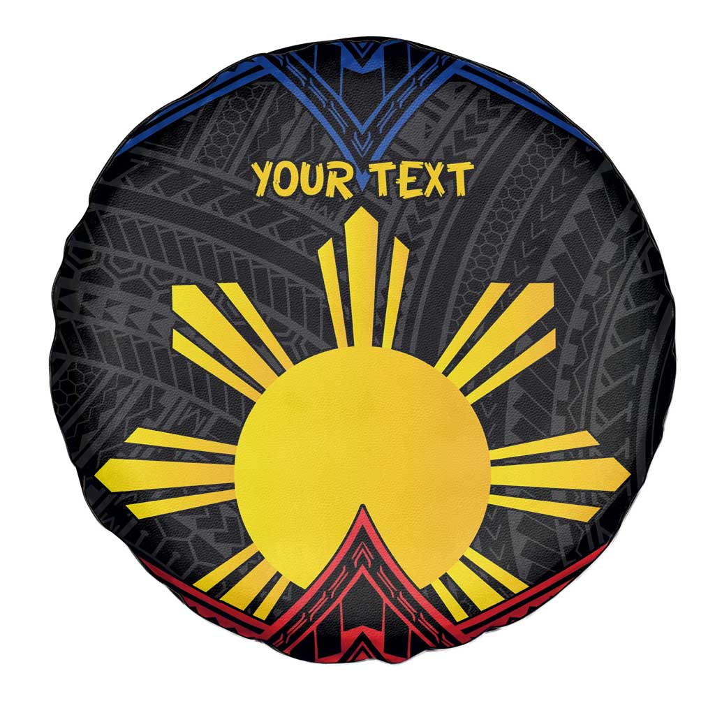 Personalized Philippines Spare Tire Cover Polynesian Tribal Tattoo with Filipino Flag Motif