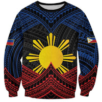 Personalized Philippines Sweatshirt Polynesian Tribal Tattoo with Filipino Flag Motif