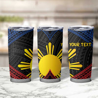 Personalized Philippines Tumbler Cup Polynesian Tribal Tattoo with Filipino Flag Motif