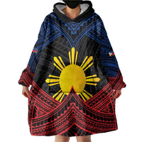Personalized Philippines Wearable Blanket Hoodie Polynesian Tribal Tattoo with Filipino Flag Motif