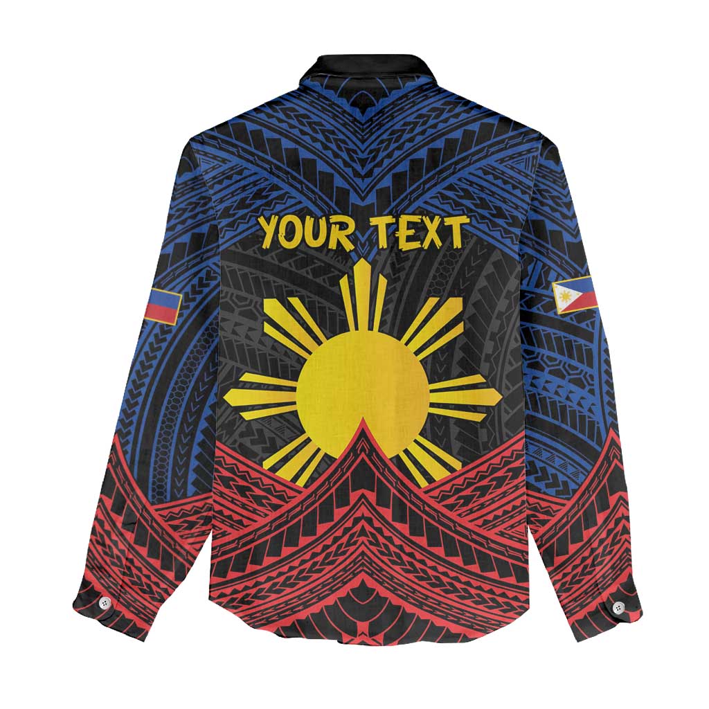 Personalized Philippines Women Casual Shirt Polynesian Tribal Tattoo with Filipino Flag Motif