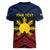 Personalized Philippines Women V-Neck T-Shirt Polynesian Tribal Tattoo with Filipino Flag Motif