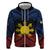 Personalized Philippines Zip Hoodie Polynesian Tribal Tattoo with Filipino Flag Motif