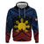 Personalized Philippines Zip Hoodie Polynesian Tribal Tattoo with Filipino Flag Motif