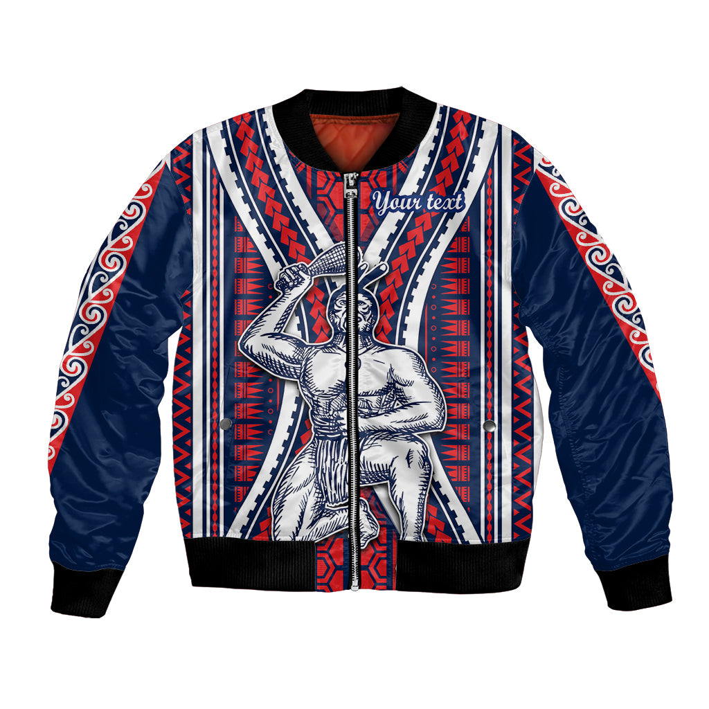 Personalised Aotearoa Father's Day Gift For Dad Bomber Jacket Aroha Ahau Ki A Koe Papa - Maori Style Pattern LT9 Unisex Red - Polynesian Pride