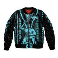 Aotearoa Father's Day Gift For Dad Bomber Jacket Aroha Ahau Ki A Koe Papa - Aqua Maori Style Pattern LT9 Unisex Aqua - Polynesian Pride