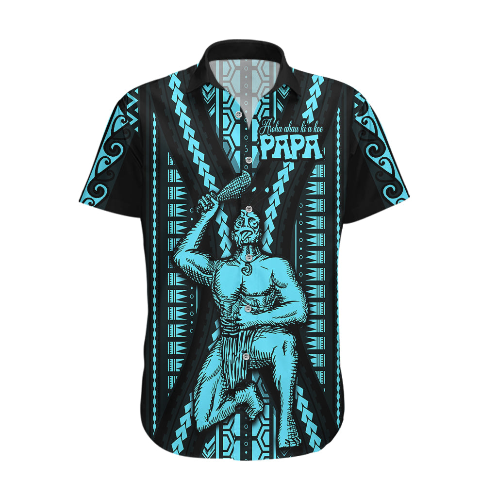 Aotearoa Father's Day Gift For Dad Hawaiian Shirt Aroha Ahau Ki A Koe Papa - Aqua Maori Style Pattern LT9 Aqua - Polynesian Pride