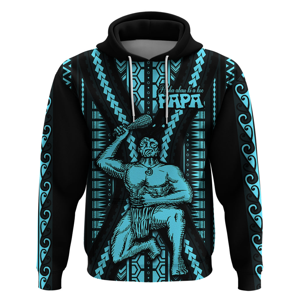 Aotearoa Fathers Day Gift For Dad Hoodie Aroha Ahau Ki A Koe Papa Aqua Maori Style Pattern LT9 Pullover Hoodie Aqua - Polynesian Pride