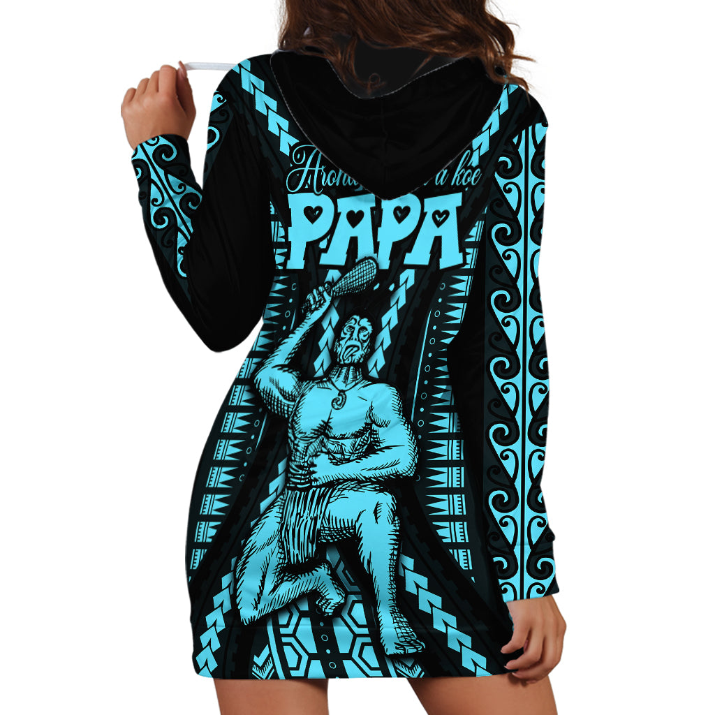 Aotearoa Father's Day Gift For Dad Hoodie Dress Aroha Ahau Ki A Koe Papa - Aqua Maori Style Pattern LT9 - Polynesian Pride