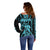 Aotearoa Father's Day Gift For Dad Off Shoulder Sweater Aroha Ahau Ki A Koe Papa - Aqua Maori Style Pattern LT9 - Polynesian Pride
