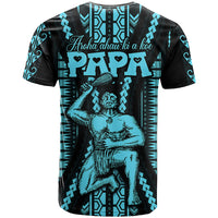 Custom Aotearoa Fathers Day Gift For Dad T Shirt Aroha Ahau Ki A Koe Papa Aqua Maori Style Pattern LT9 - Polynesian Pride