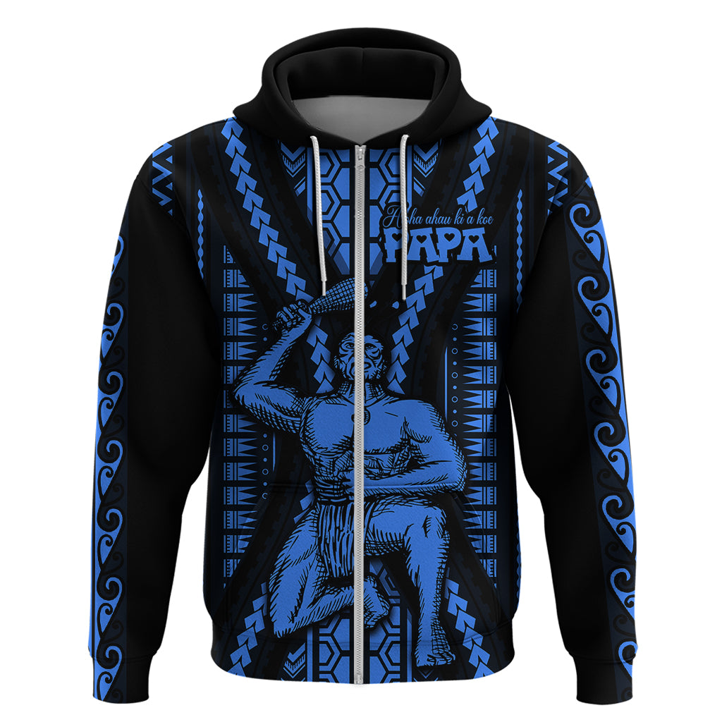 Aotearoa Fathers Day Gift For Dad Hoodie Aroha Ahau Ki A Koe Papa Blue Maori Style Pattern LT9 Zip Hoodie Blue - Polynesian Pride