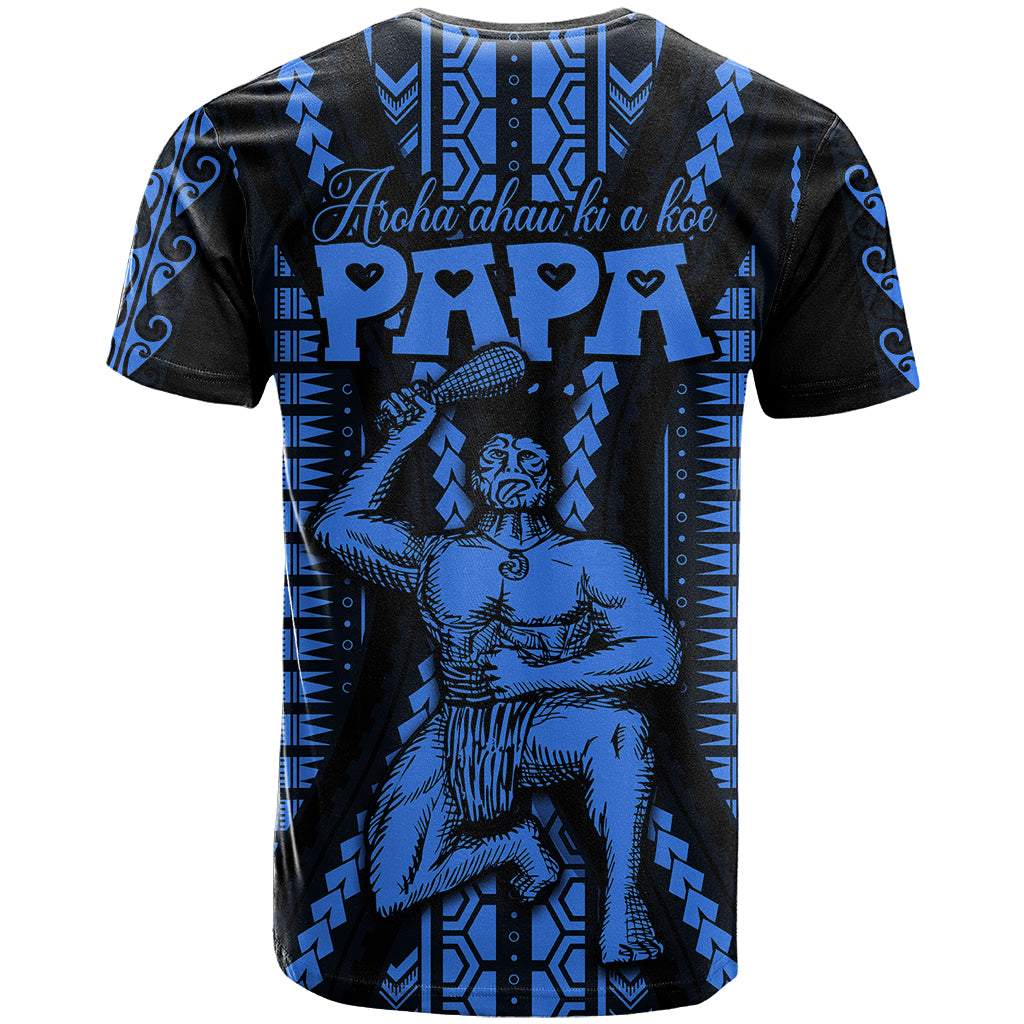 Aotearoa Fathers Day Gift For Dad T Shirt Arohaau Ki A Koe Papa Blue Maori Style Pattern LT9 - Polynesian Pride