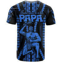 Aotearoa Fathers Day Gift For Dad T Shirt Arohaau Ki A Koe Papa Blue Maori Style Pattern LT9 - Polynesian Pride