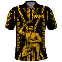Aotearoa Fathers Day Gift For Dad Polo Shirt Aroha Ahau Ki A Koe Papa Gold Maori Style Pattern LT9 Gold - Polynesian Pride