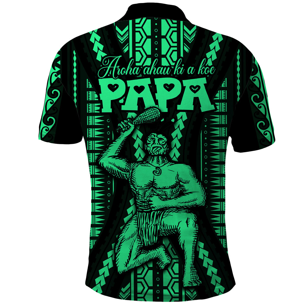 Maori Fathers Day New Zealand Polo Shirt Aroha Ahau Ki A Koe Papa Green LT9 - Polynesian Pride