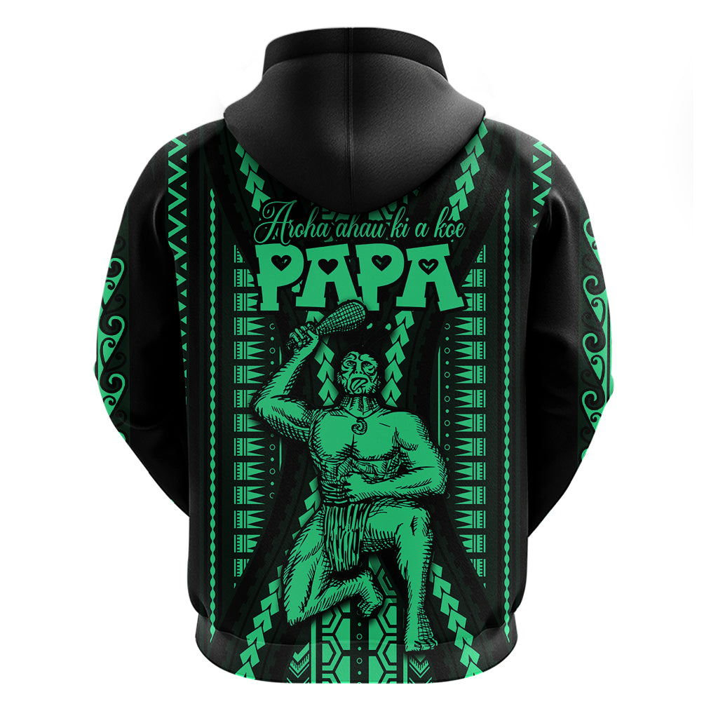 Custom Maori Fathers Day New Zealand Hoodie Aroha Ahau Ki A Koe Papa Green LT9 - Polynesian Pride