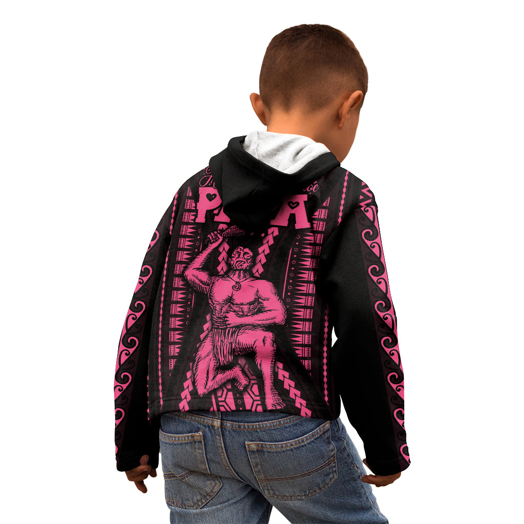 Maori Fathers Day New Zealand Kid Hoodie Aroha Ahau Ki A Koe Papa - Pink LT9 - Polynesian Pride