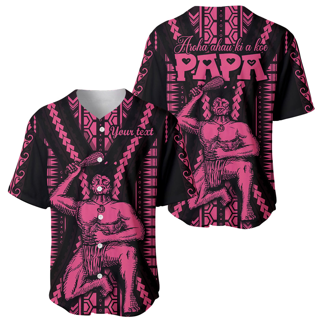 Custom Maori Fathers Day New Zealand Baseball Jersey Aroha Ahau Ki A Koe Papa - Pink LT9 - Polynesian Pride