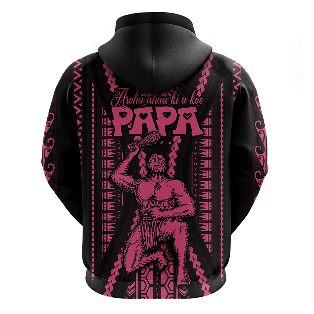 Custom Maori Fathers Day New Zealand Hoodie Aroha Ahau Ki A Koe Papa Pink LT9 - Polynesian Pride