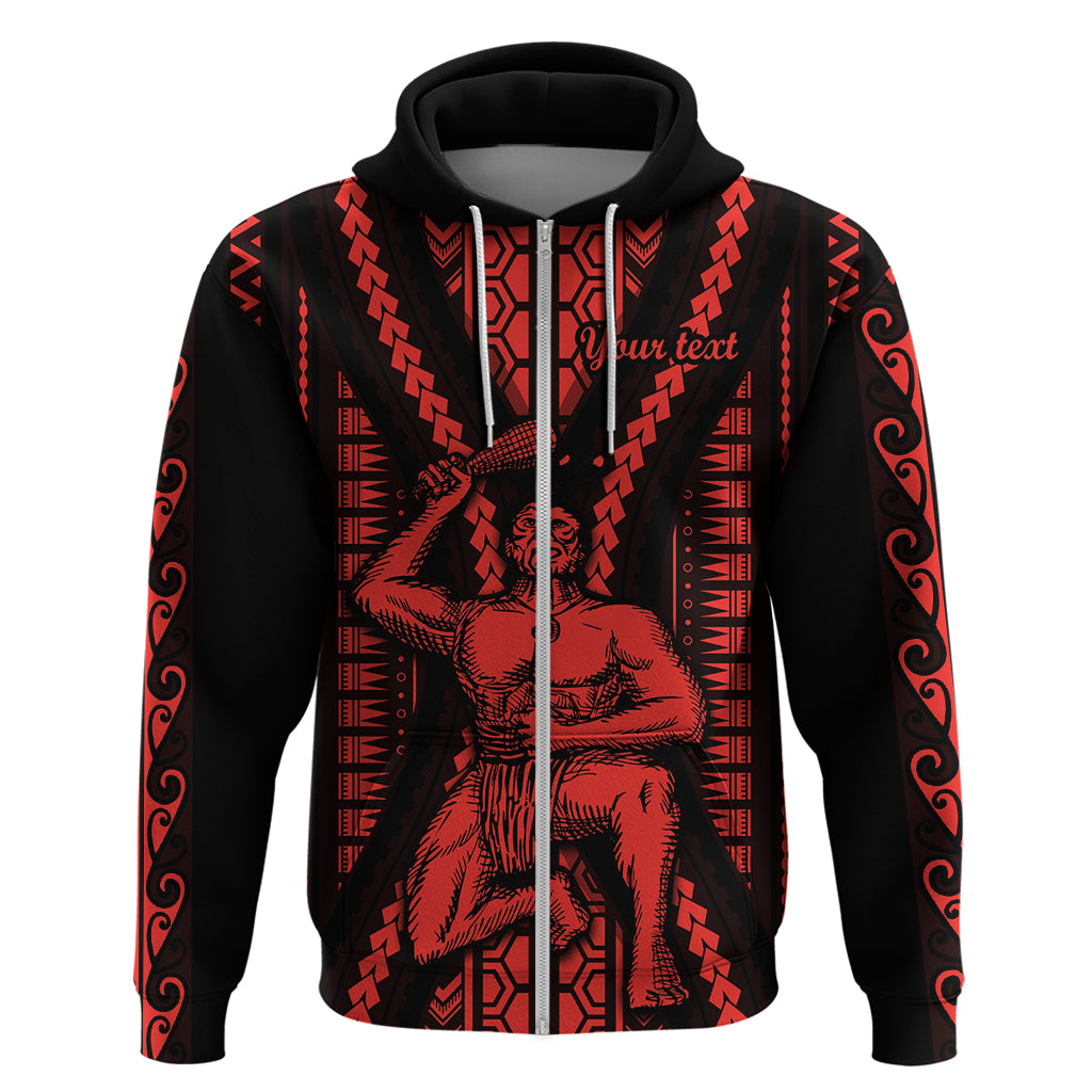 Custom Maori Fathers Day New Zealand Hoodie Aroha Ahau Ki A Koe Papa Red LT9 Zip Hoodie Red - Polynesian Pride