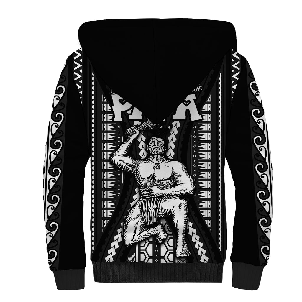 Custom Maori Fathers Day New Zealand Sherpa Hoodie Aroha Ahau Ki A Koe Papa - Black LT9 - Polynesian Pride