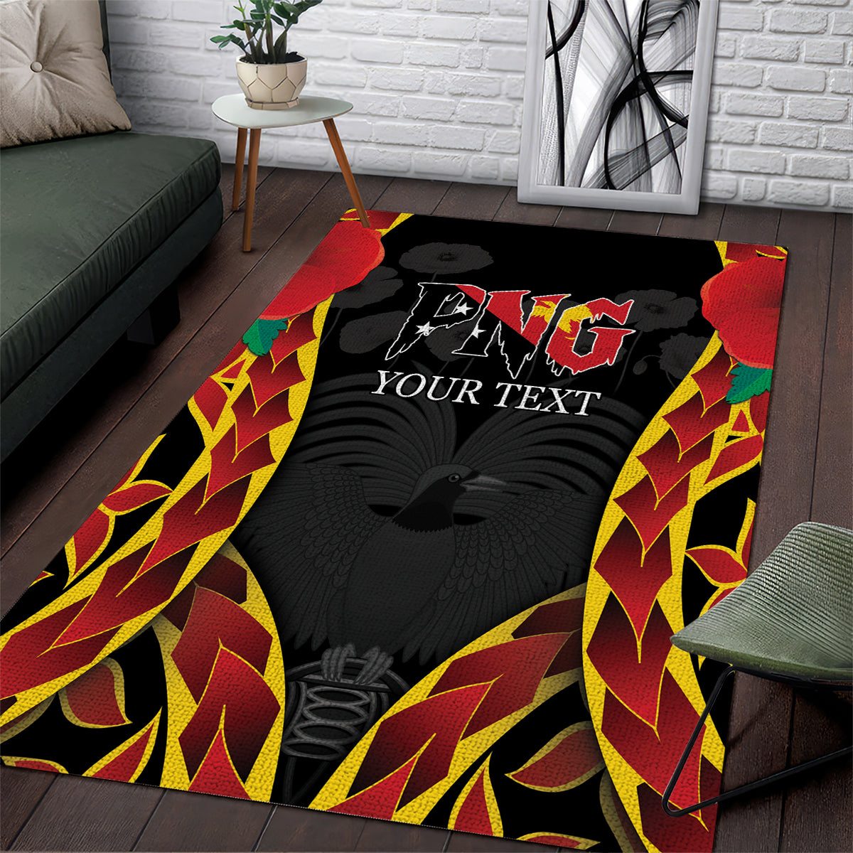 Personalised Papua New Guinea Remembrance Day Area Rug LT9 Red - Polynesian Pride