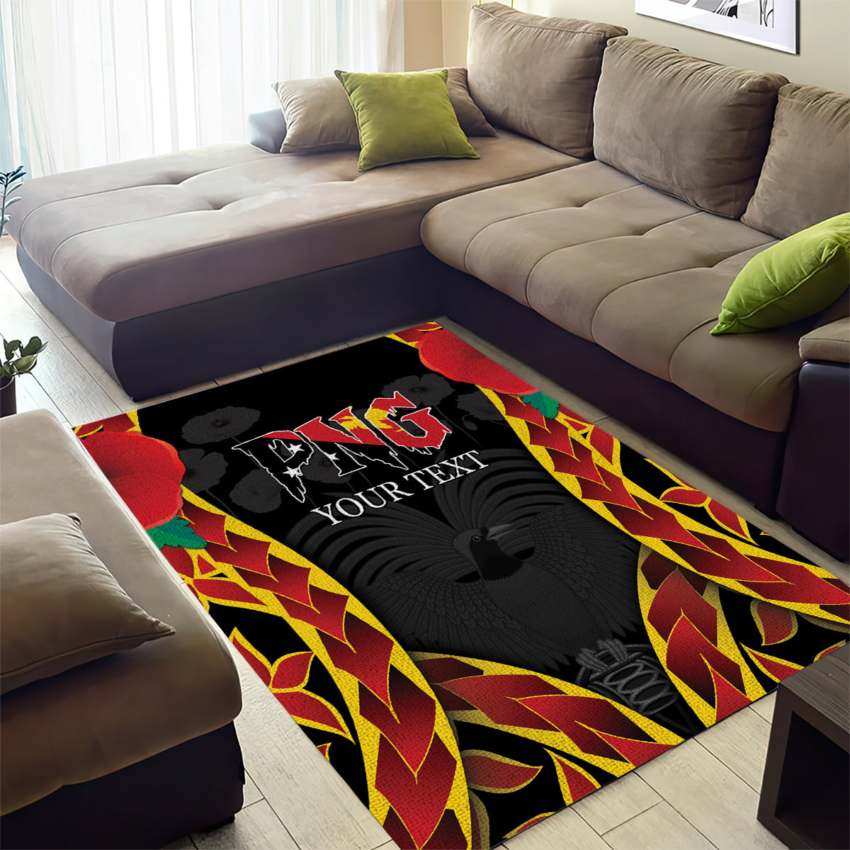 Personalised Papua New Guinea Remembrance Day Area Rug LT9 - Polynesian Pride