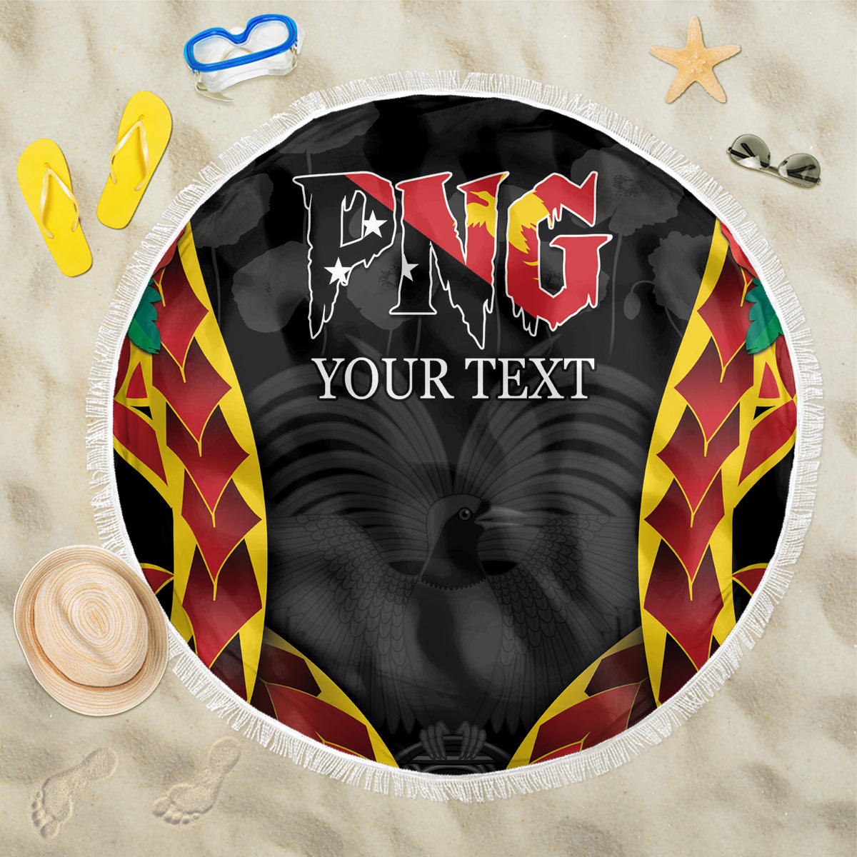 Personalised Papua New Guinea Remembrance Day Beach Blanket LT9 One Size 150cm Red - Polynesian Pride