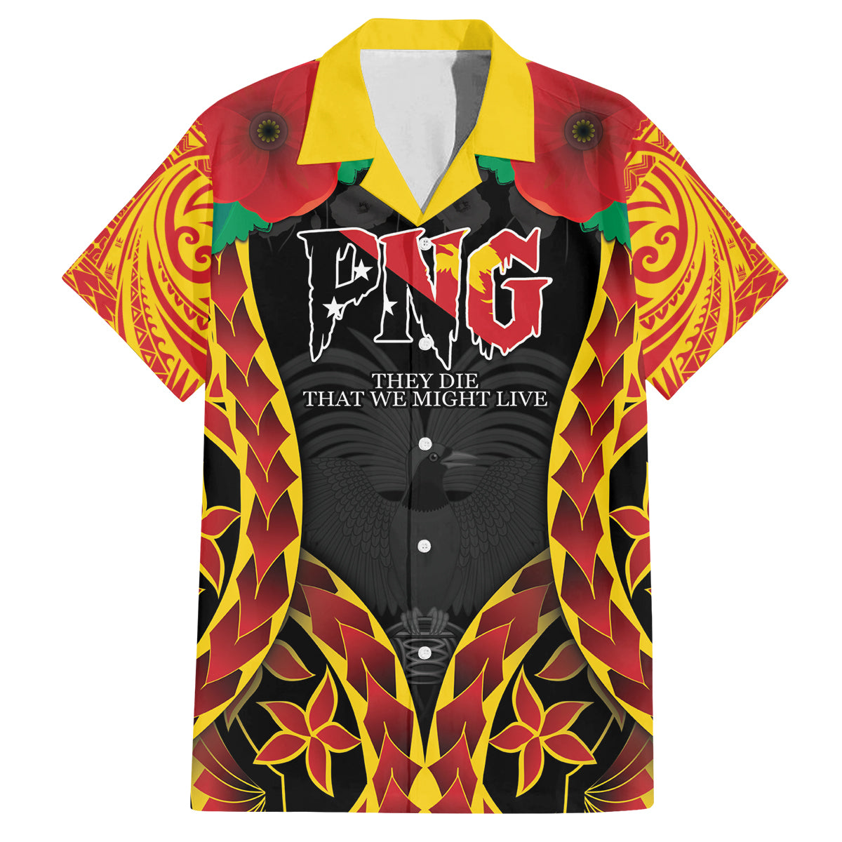 Personalised Papua New Guinea Remembrance Day Family Matching Tank Maxi Dress and Hawaiian Shirt LT9 Dad's Shirt - Short Sleeve Red - Polynesian Pride