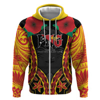 Personalised Papua New Guinea Remembrance Day Hoodie LT9 Zip Hoodie Red - Polynesian Pride