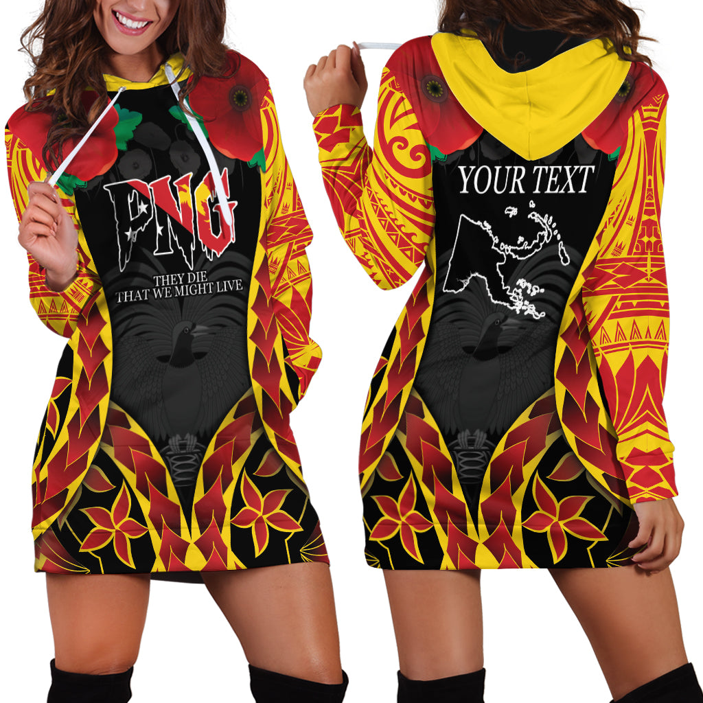 Personalised Papua New Guinea Remembrance Day Hoodie Dress LT9 - Polynesian Pride