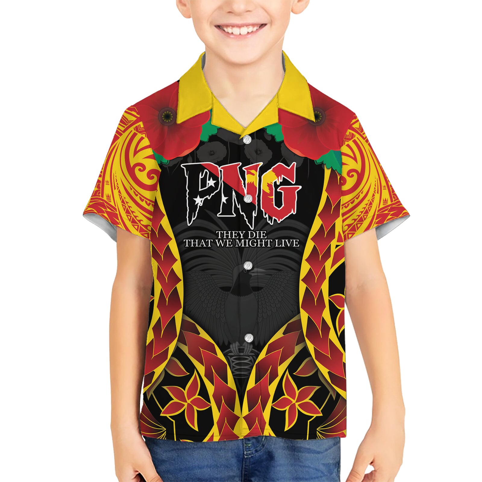 Personalised Papua New Guinea Remembrance Day Kid Hawaiian Shirt LT9 Kid Red - Polynesian Pride