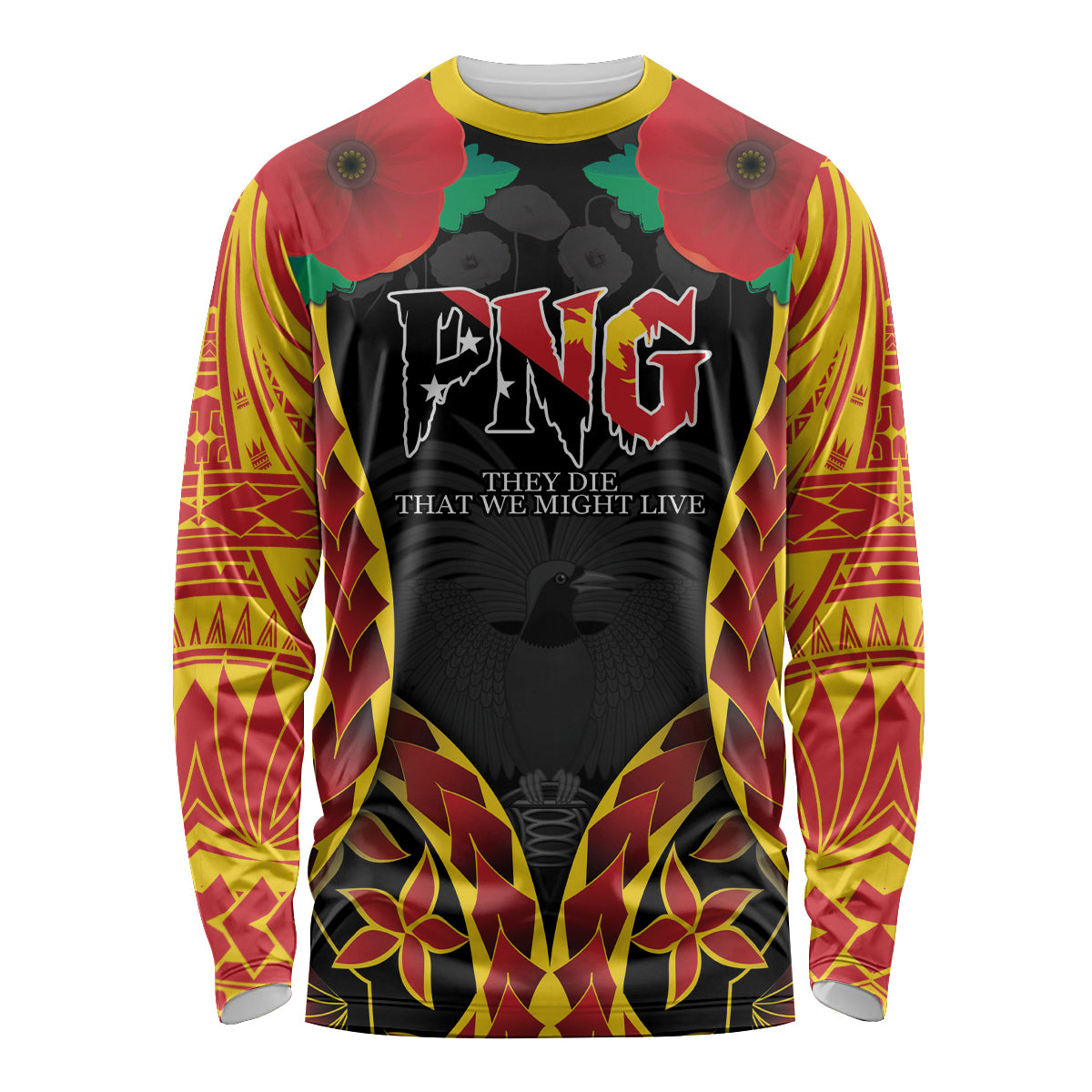 Personalised Papua New Guinea Remembrance Day Long Sleeve Shirt LT9 Unisex Red - Polynesian Pride