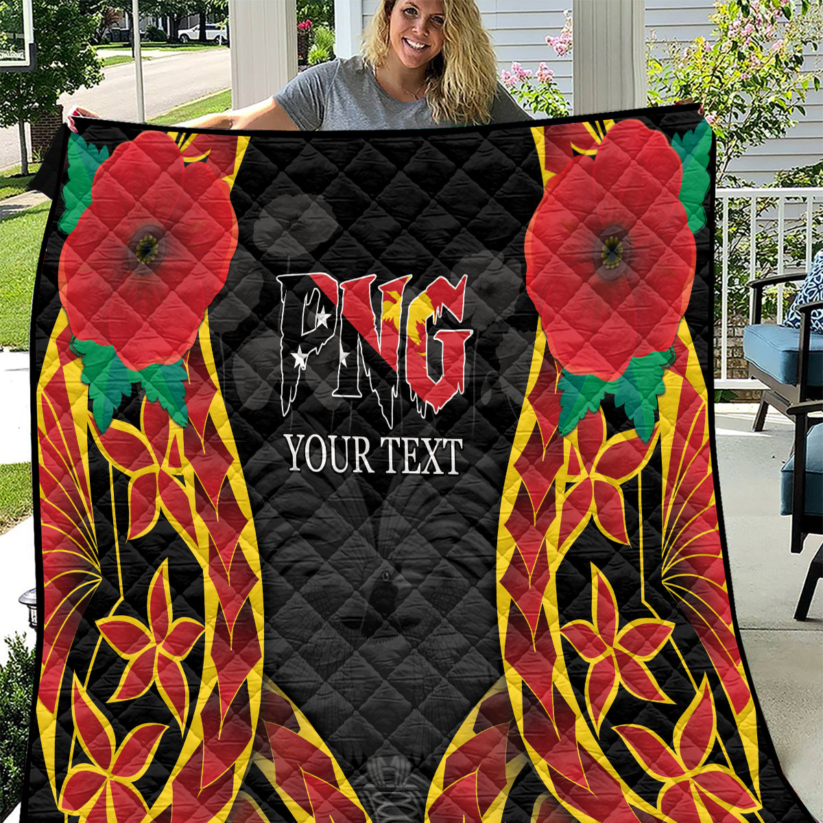 Personalised Papua New Guinea Remembrance Day Quilt LT9 Red - Polynesian Pride