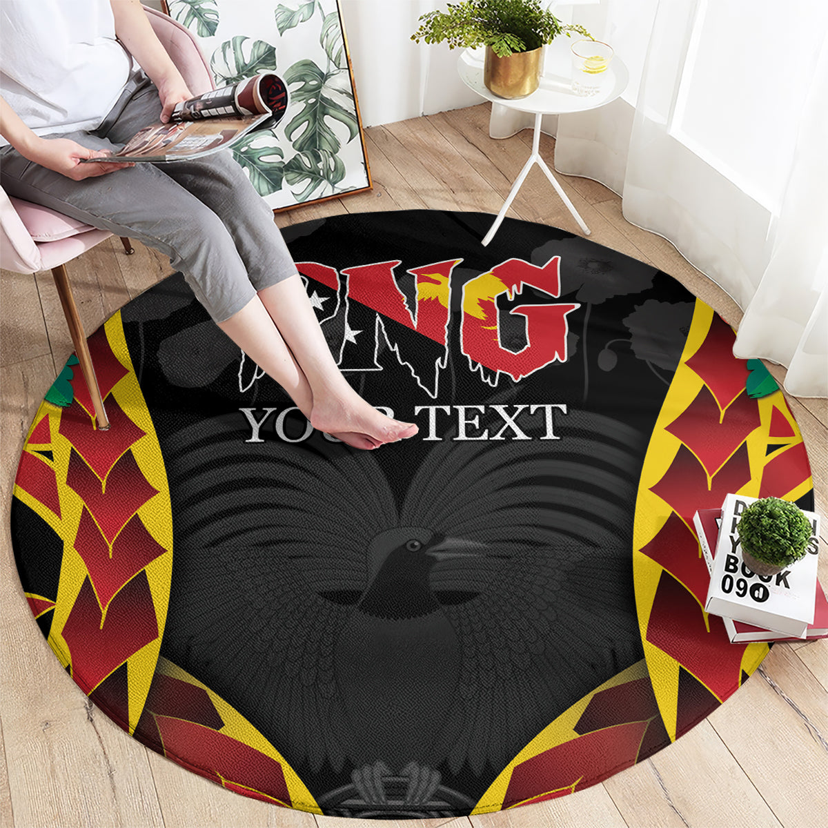 Personalised Papua New Guinea Remembrance Day Round Carpet LT9 - Polynesian Pride
