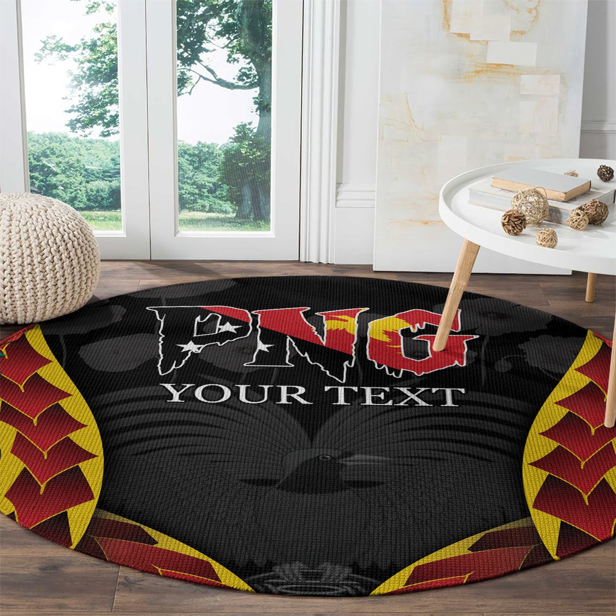 Personalised Papua New Guinea Remembrance Day Round Carpet LT9 - Polynesian Pride