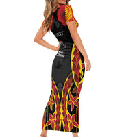 Personalised Papua New Guinea Remembrance Day Short Sleeve Bodycon Dress LT9 - Polynesian Pride