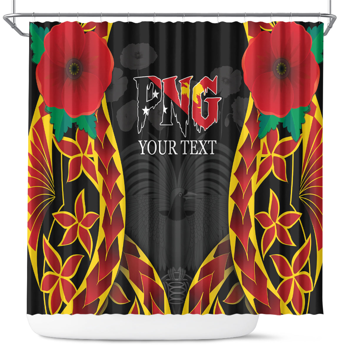 Personalised Papua New Guinea Remembrance Day Shower Curtain LT9 Red - Polynesian Pride