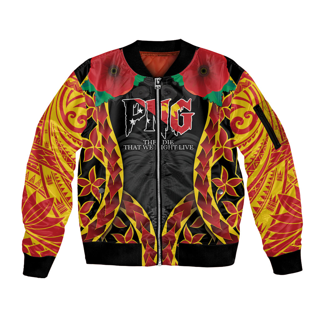 Personalised Papua New Guinea Remembrance Day Sleeve Zip Bomber Jacket