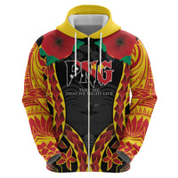 Personalised Papua New Guinea Remembrance Day Zip Hoodie LT9 - Polynesian Pride