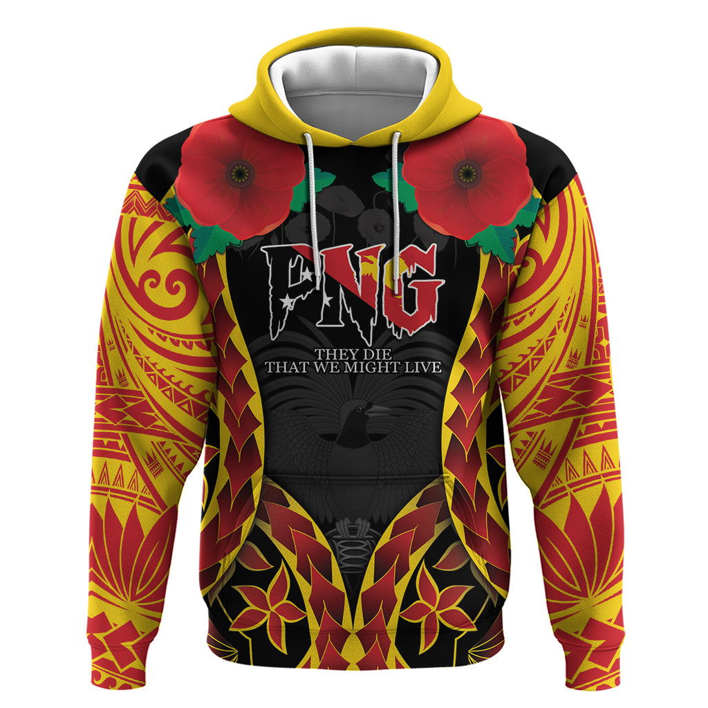 Personalised Papua New Guinea Remembrance Day Zip Hoodie LT9 Pullover Hoodie Red - Polynesian Pride