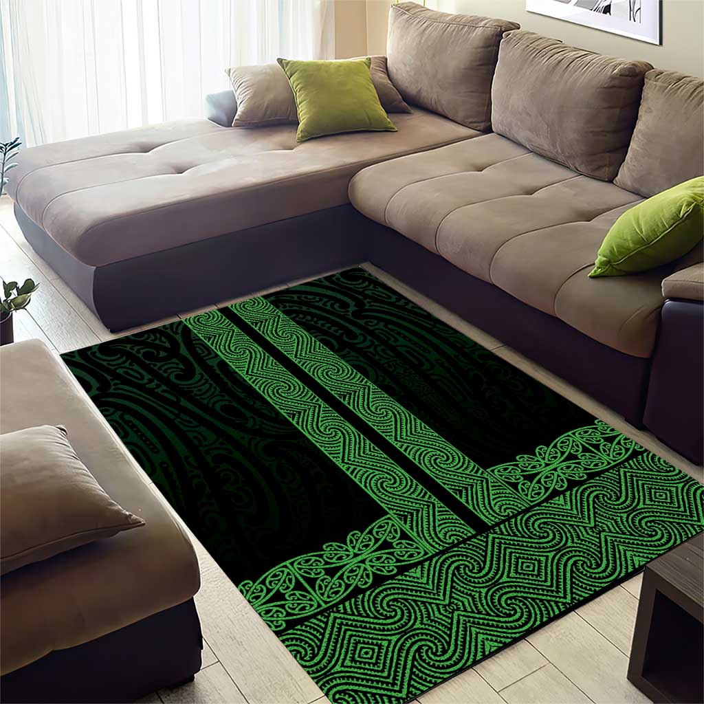 New Zealand Maori Kowhaiwhai Area Rug Kakariki Maui and Mangopare