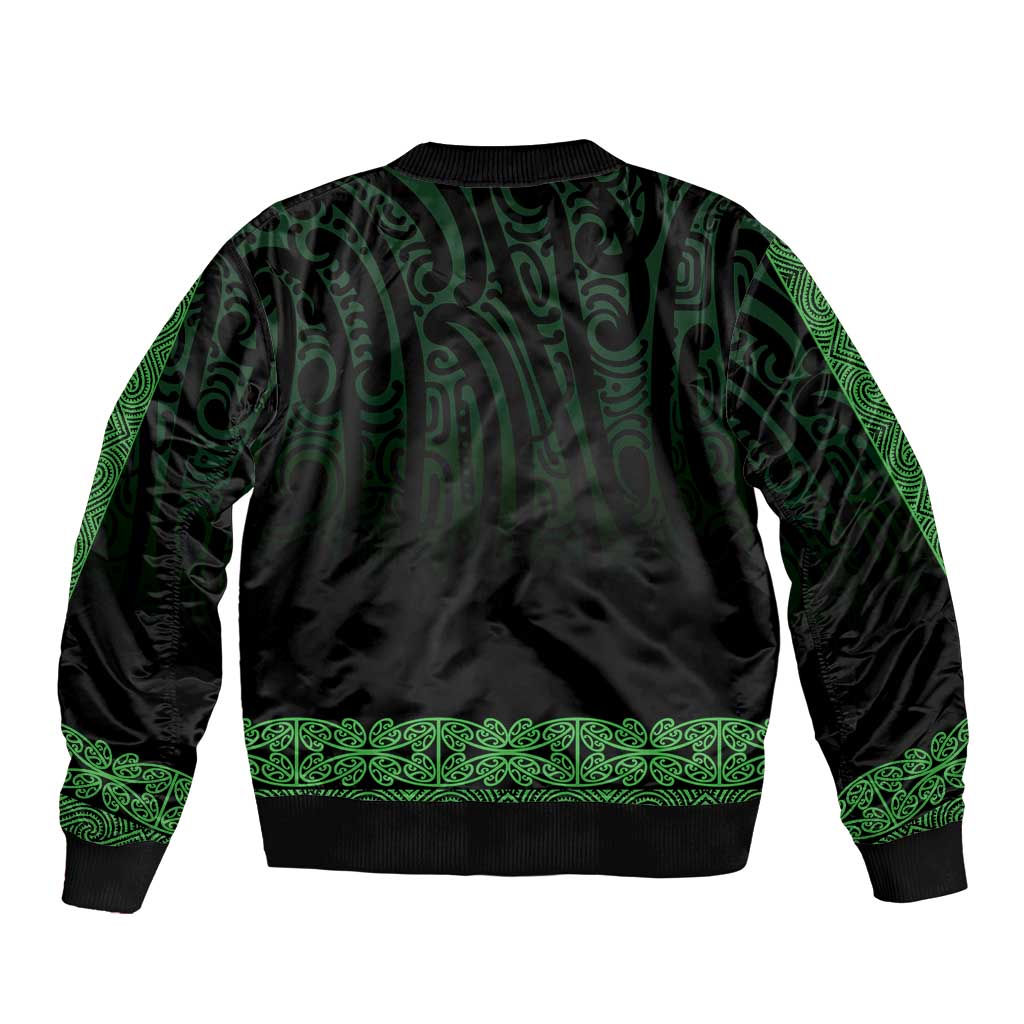 New Zealand Maori Kowhaiwhai Bomber Jacket Kakariki Maui and Mangopare