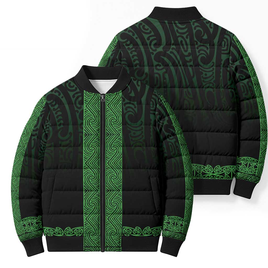 New Zealand Maori Kowhaiwhai Bomber Puffer Jacket Kakariki Maui and Mangopare - Polynesian Pride