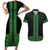 New Zealand Maori Kowhaiwhai Couples Matching Short Sleeve Bodycon Dress and Hawaiian Shirt Kakariki Maui and Mangopare