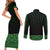 New Zealand Maori Kowhaiwhai Couples Matching Short Sleeve Bodycon Dress and Long Sleeve Button Shirt Kakariki Maui and Mangopare